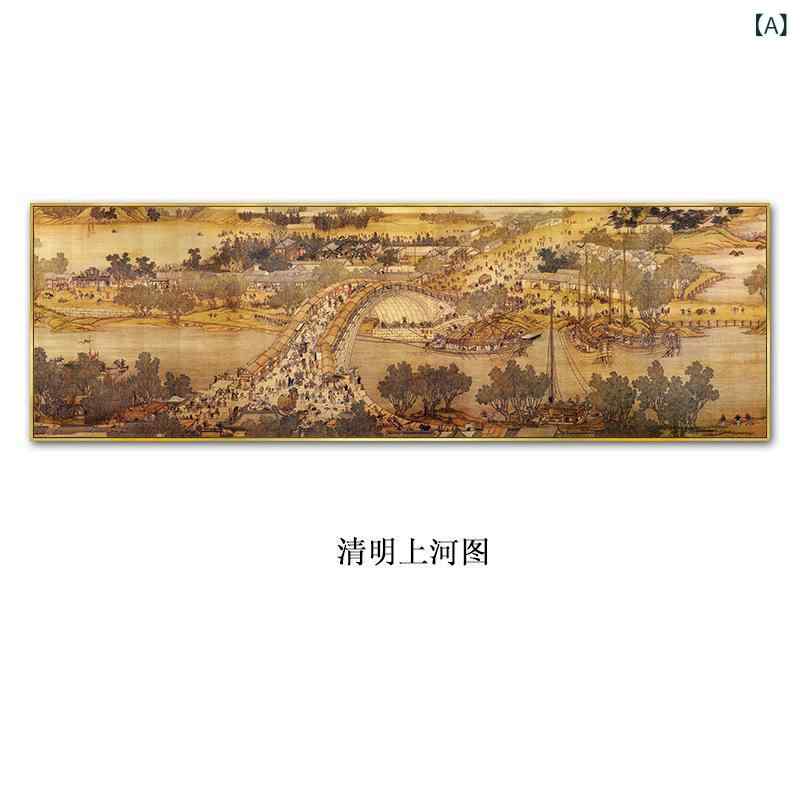 作物ダイアログボックス 清明上河図 見晴らし画 横長 飾りつけ 室内装飾 壁飾りつけ 図面 書きうつす画 名曲 今めかしい 和風 縁起物 リビング 部屋の入り口 臥し所 執務室 寝椅子周囲の状況 ウォール作物 特大 作物一こま 今めかしい 風水 中国