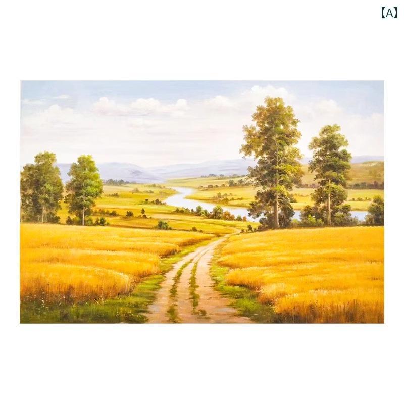 油絵 風景画 モダン アートパネル 壁掛け 絵画 手書き 油彩画 ゴールド 黄金色の麦畑 インテリア おしゃれ リビング 玄関 ダイニング 寝室 模様替え 額縁入り 壁飾り 癒やし 芸術 プレゼント ギフト 大型