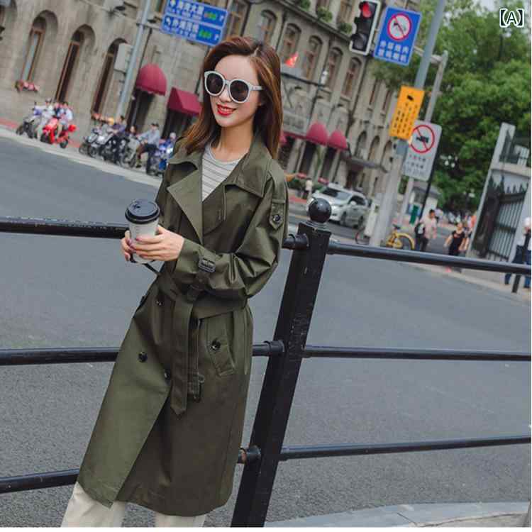 トレンチコート レディース スプリングコート ロングコート ロング丈 スリム ベルト付き ラグランスリーブ ライトアウター 秋服 春服 通勤 カジュアル ビジネス フォーマル 羽織り 卒園式 入園式
