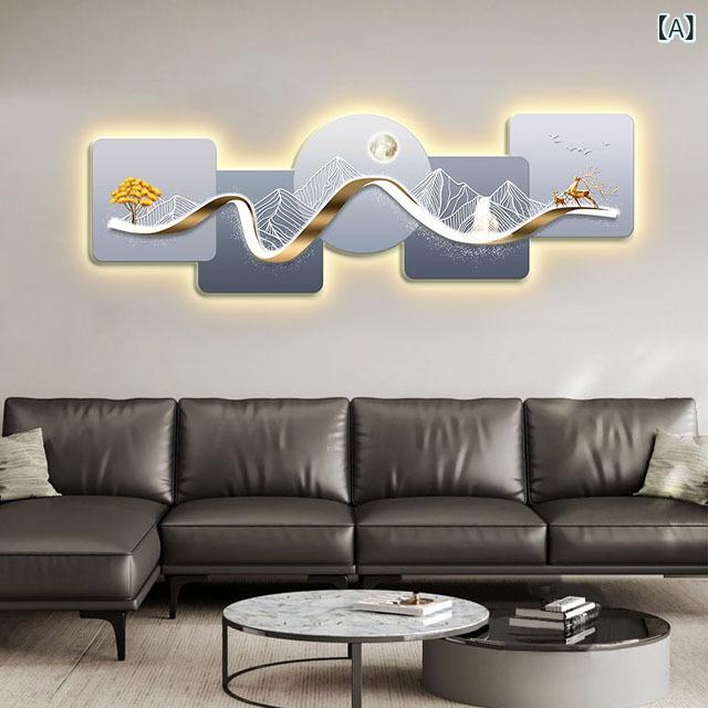 飾り絵 リビング 壁掛け モダン アートパネル LEDライト付き 山 風水 ソファ背景 玄関 インテリア おしゃれ 壁面装飾 癒やし 縁起物 大型 額縁入り 接待室 事務所 壁飾り プレゼント 特大 ウォールデコ ホテル