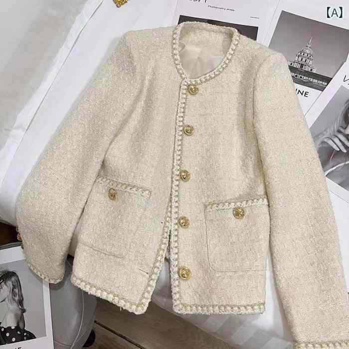 ジャケット レディース ツイード調 ノーカラー 長袖 アウター 上品 羽織り フォーマル きれいめ 通勤 オフィス カジュアル クラシック エレガント 軽い 合わせやすい 普段使い お出かけ 秋冬