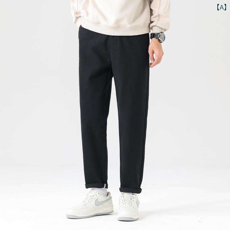 ロングパンツ メンズ カジュアルパンツ コットン素材 テーパードパンツ 厚手 防寒 ボトムス ズボン 無地 シンプル 暖か 動きやすい
