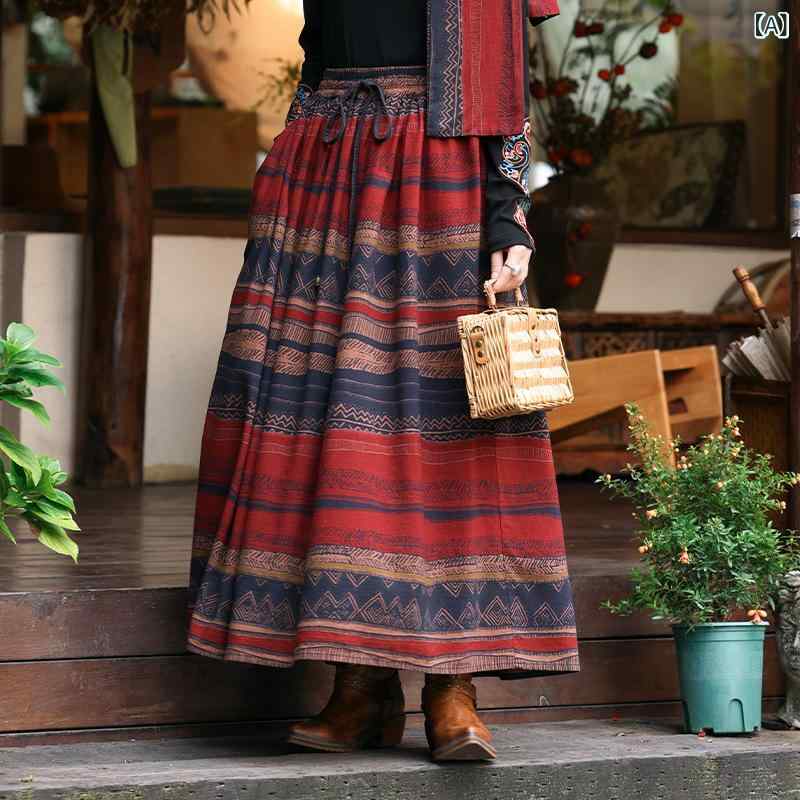 スカート レディース ハイウエスト ロング丈 切り替え配色 パッチワーク Aライン 体型カバー ミモレ丈 ボトムス ウエストゴム きれいめシルエット カジュアル 通勤 通学 お出かけ