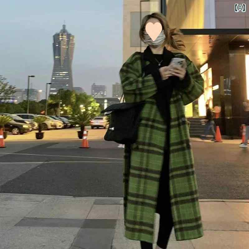 厚地の外套 レディース 照合のしるし柄 リヴァーシブル ロング丈 羊毛混 ボア上衣 2WAY 防寒アウター 保温性 防風 生あたたかい 冬服 お出かけ 通い 通学 向こう見ず 動き分かりやすい もの柔らかな着心地 朦々たる 長袖