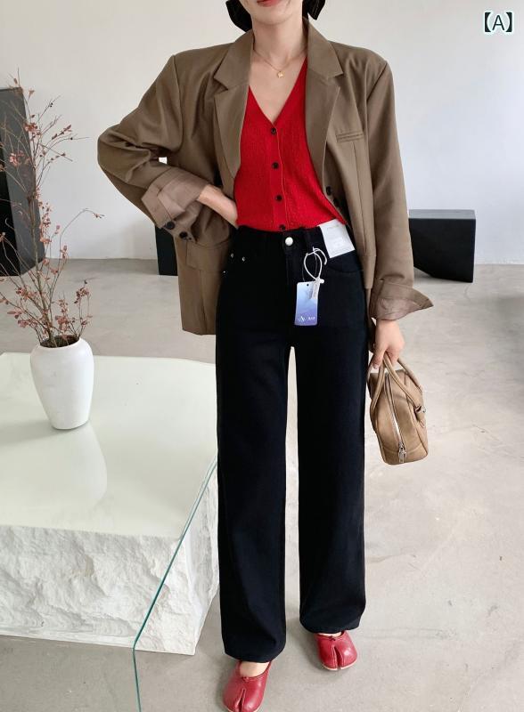 デニムパンツ レディース ジーンズ ワイドパンツ ストレートパンツ ロング丈 ハイウエスト ゆったり ボトムス 体型カバー 脚長効果 美脚 カジュアル シンプル 着回し おしゃれ 通勤 通学 動きやすい