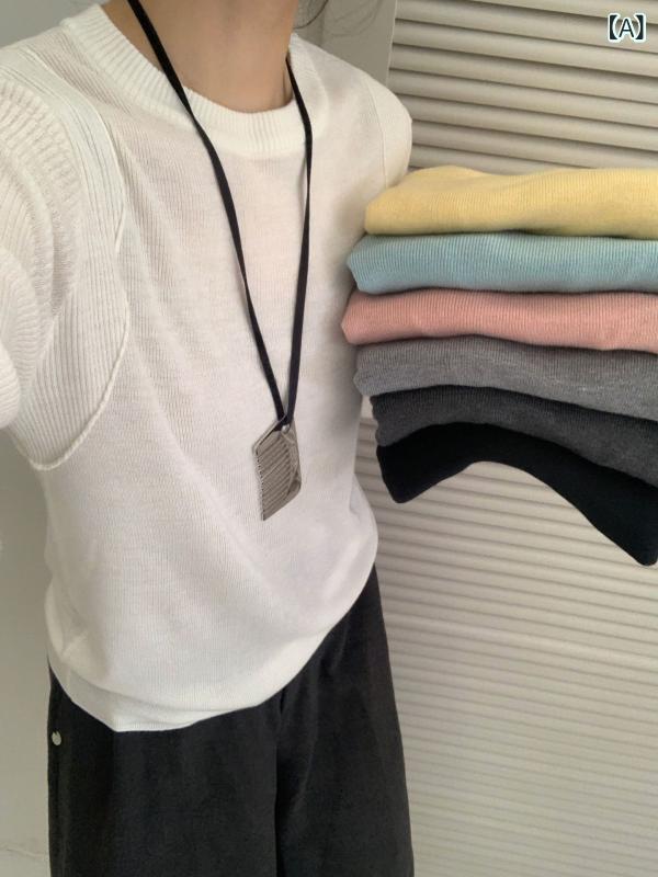 ニット レディース 長袖 トップス 薄手 サマーニット クルーネック ストレッチ UVカット 紫外線対策 体型カバー 通勤 通学 オフィス シンプル 無地 春夏秋 重ね着 着回し力抜群 伸縮性 収納しやすい