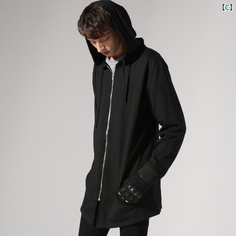 コート メンズ ロング丈 フード付き アウター 厚手 防寒服 ブラック 暖かい ウインドブレーカー 防風 無地 カジュアル ジャケット 羽織り おしゃれ かっこいい シンプル 通勤 通学 普段着 軽量 着回し