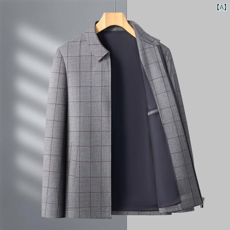 ジャケット メンズ 中年 テーラード チェック柄 アウター 襟付き カジュアル 上着 羽織り 紳士服 大きいサイズ ゆったり シルエット 通勤 通学 シンプル 動きやすい 普段使い お出かけ 春秋冬