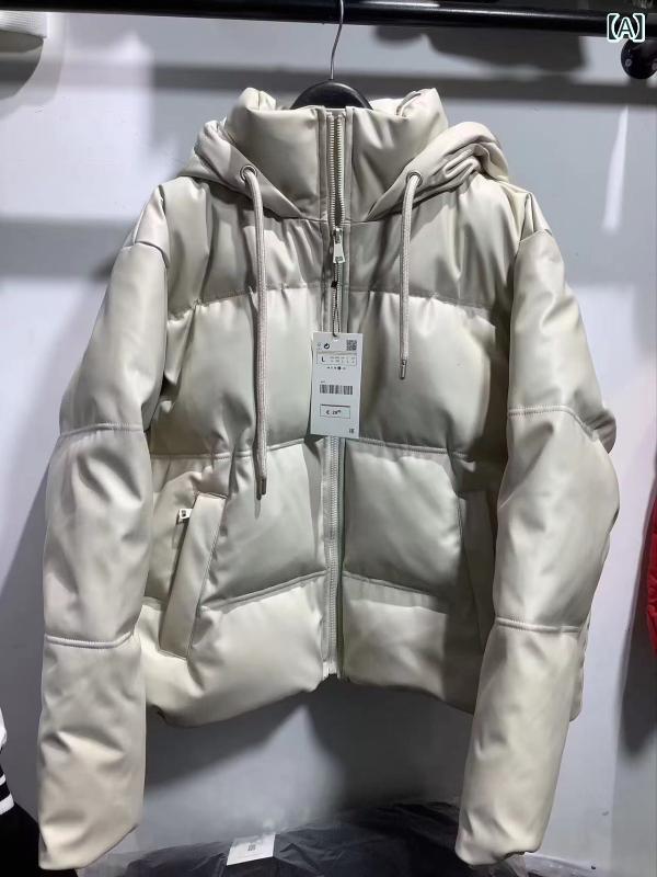 中綿ジャケット レディース アウター レザー調 防寒着 ブルゾン コート ジャンパー スタンドカラー 厚手 防風 暖かい 冬服 保温性 防寒対策 軽量 通勤 通学 カジュアル おしゃれ 暖かい冬アウター
