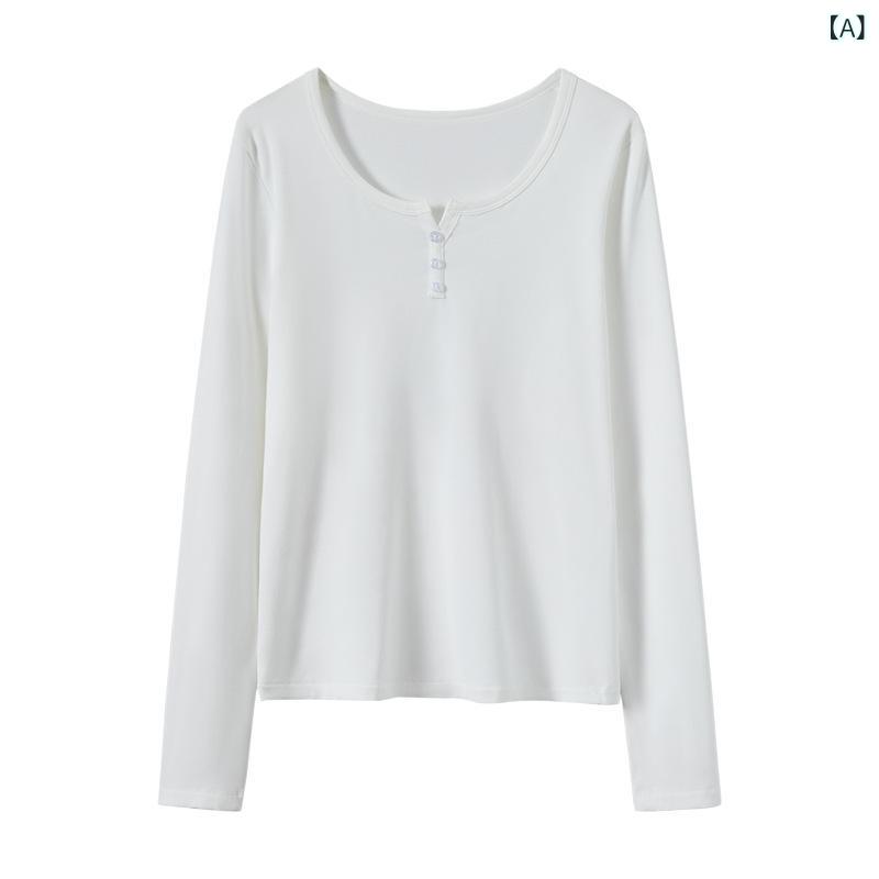 長袖Tシャツ レディース 厚手 コットン混 クルーネック インナー カットソー 無地 タイトシルエット 防寒 保温 トップス 伸縮性 動きやすい 秋冬 カジュアル 通勤 通学 重ね着 シンプル おしゃれ