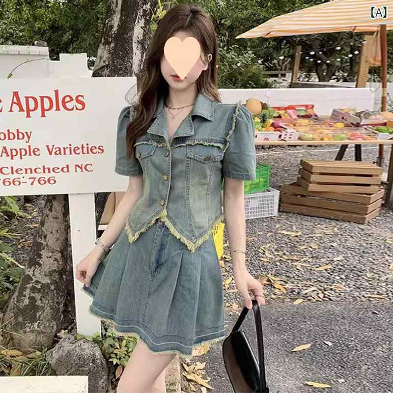 セットアップ レディース デニムスカート 半袖トップス 上下2点セット 夏服 ハイウエスト ミニスカート 涼しい 動きやすい 大人 カジュアル 通勤 通学 お出かけ