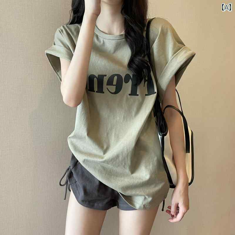 Tシャツ レディース 半袖 カットソー トップス レトロ ヴィンテージ風 おしゃれ 無地 綿混 ゆったり 体型カバー カジュアル シンプル デイリー 動きやすい 普段着
