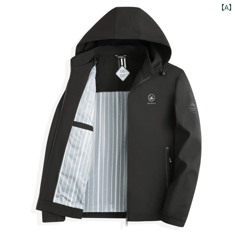ジャケット メンズ ブルゾン アウター ジャンパー フード付き スタンドカラー 防寒 防風 撥水加工 春秋冬服 カジュアル 紳士服 防寒着 動きやすい 立ち襟 ジップアップ 無地 暖かい 作業着 アウトドア