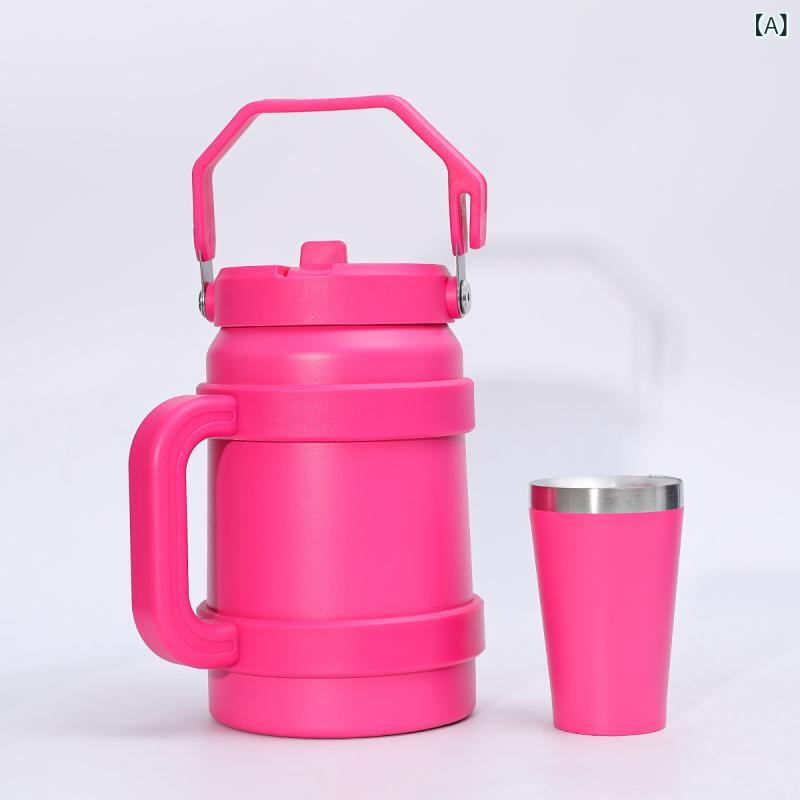 水筒 ステンレスボトル 1000ml 保温 保冷 直飲み マグボトル 魔法瓶 ハンドル付き 広口 持ち運び 真空二重構造 スポーツ 遠足 アウトドア 漏れ防止 お手入れ簡単 大容量 頑丈 丈夫 洗いやすい 結露しにくい