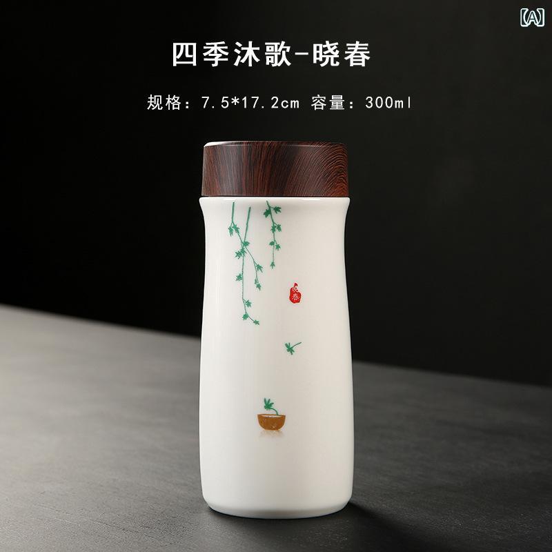 マグカップ メンズ レディース 保温カップ 青花瓷 二重構造 磁器製 陶磁器 ティーカップ ビジネスギフト プレゼント オフィス用 実用的 持ち運び便利 飲みやすい 容量たっぷり 卓上用 贈り物