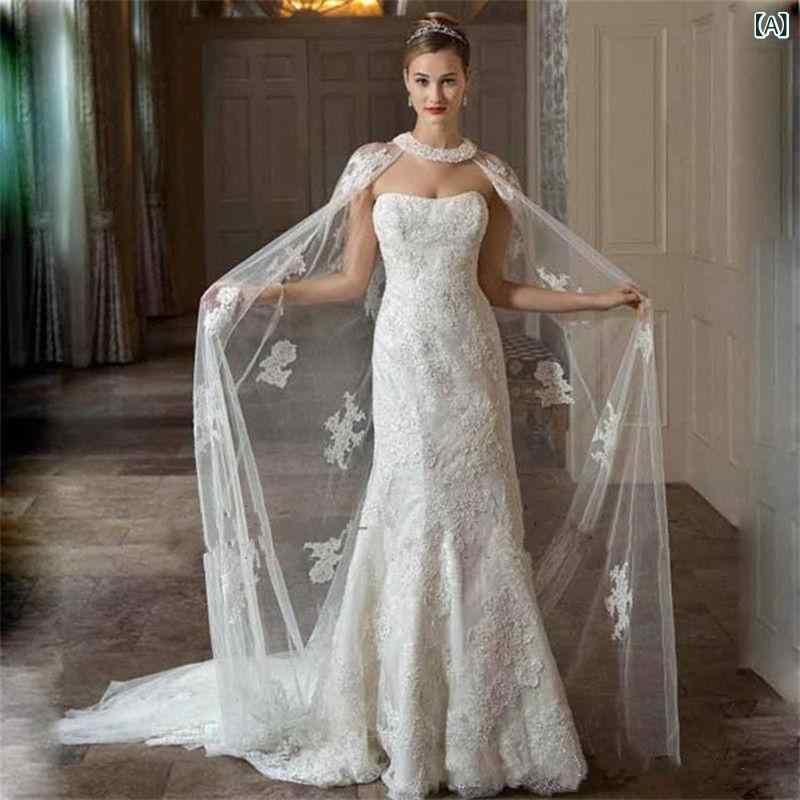 ウェディングショール レディース レース刺繍ボレロ 透け感大判ショール ケープ 羽織り 花柄ウェディングドレス小物 結婚式二次会 演奏会 パーティー ショール 肩掛け 華やか 持ち運びやすい|mandarino