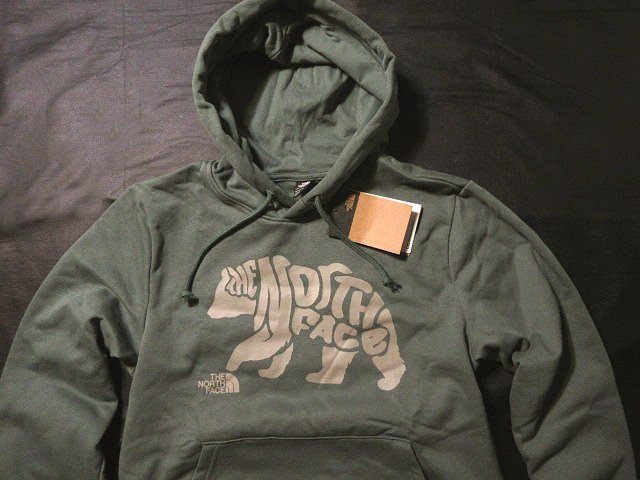 本物正規◆ノースフェイス◆スウェットパーカー ベア―/BEAR TEXT■DUCK GREEN■新品■アメリカ限定/HCH/裏地起毛 The North Face
