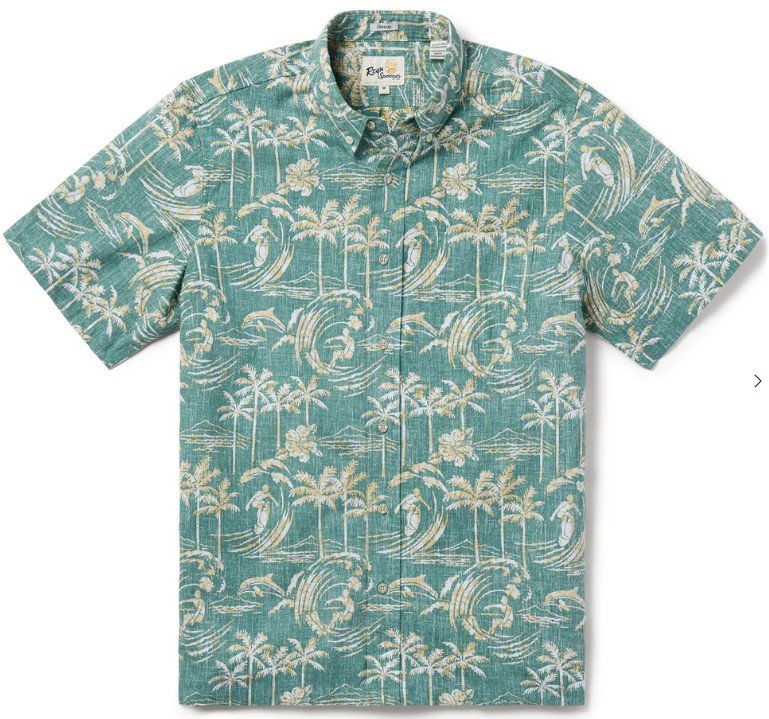 本物正規◆REYN SPOONER レインスプーナー◆アロハシャツ/半袖シャツ OCEAN MOTION■グリーン■SAGE BRASH リバースプリント■新品■スプナークロス ハワイ企画 ボタンダウン