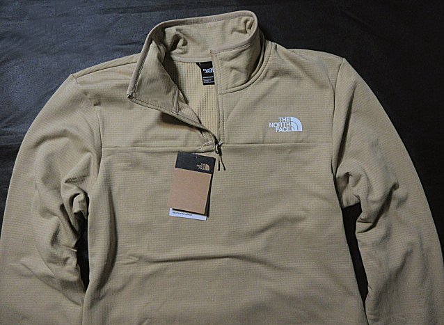 本物正規◆ノースフェイス◆高機能 アクティブハーフジップ/ストレッチ■CDR GRID■KHAKI STONE ベージュ■新品■吸湿速乾/裏立体フリース/The North Face/メンズ/LK5