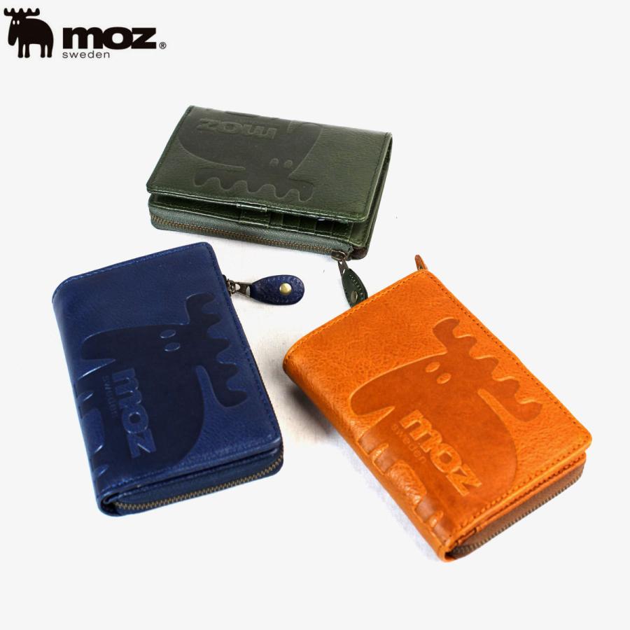 モズ MOZ ELK 86120 ラウンドファスナー 二つ折財布 小銭入れ付 牛革 レディース財布 メンズ財布 ショートウォレット 本革 L字ファスナー ミドルウォレット 北欧 スウェーデン ヘラジカ カジュアル メンズ レディース 男女兼用 福財布 金運財布 縁起財布|Fortnerplaza