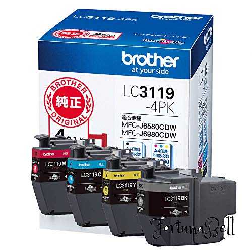 色：4色風呂敷き包み ブラザー工業  brother完全無欠 インキ薬莢4色風呂敷き包み(大電気容量) LC3119-4PK 相応う型番:MFC-J6983CDW、MFC-J6583CDW、MFC-J5630CDW 他