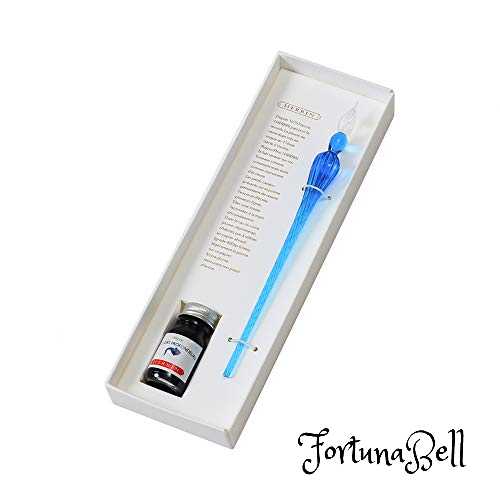 色：ブルー サイズ：1個 (x 1) エルバン(Herbin) ガラスペン&インクセット 専用箱入 ハンドクラフト つむぎ ブルー & ミニインク ディープブルー(10ml)セット 1670年創業フランスの伝統的ブランド