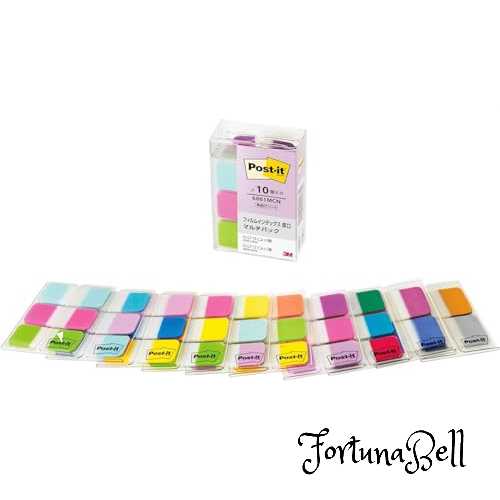 全色セット ポストイット フィルム 付箋 ふせん インデックス 見出し 厚口 マルチカラー 40*18mm 3色 10枚 8パッド 38*25mm 2色 12枚 3パッド 686-3FO2 インデックスシール