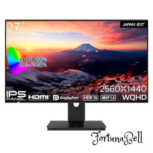 JAPANNEXT 27インチ モニター WQHD 2560x1440解像度 IPS ディスプレイ (HDMI/DisplayPort/スピーカー内蔵/VESA対応/ブルーライトカット) JN-27i4FLQR 26,109円