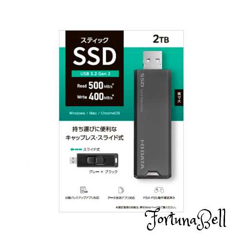 I-O DATA アイ・オー・データ USB 10Gbps(USB 3.2 Gen2)対応 スティックSSD SSPS-USシリーズ SSPS-US2GR