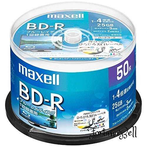 maxell 録画用 BD-R 標準尺度130分 4倍速 ワイドプリンタブルホワイト 50枚スピンドル容れもの BRV25WPE.50SP