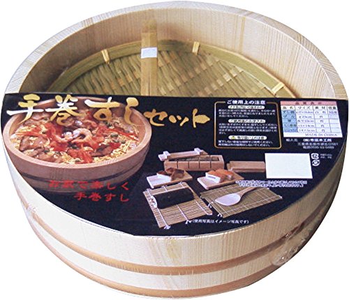 市原木工所 手巻き寿司 セット 寿司桶 27cm 3合用 P箍 直径27*H8.2cm ベージュ
