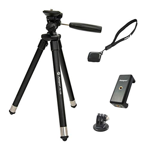 Fotopro スマホ 三脚 100cm 8段階 調節 小型 収納袋 スマホ用 スマホホルダー アダプター iPhone Android スマートフォン ｇopro アクションカメラ ビデオカメラ カメラ デジカメ 対応 アルミ製 FZ-158*