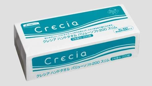 クレシアハンドタオル ありがた味ホンブルグ帽200 か細い 2枚重ね 200組 42容器に並べる入 37780