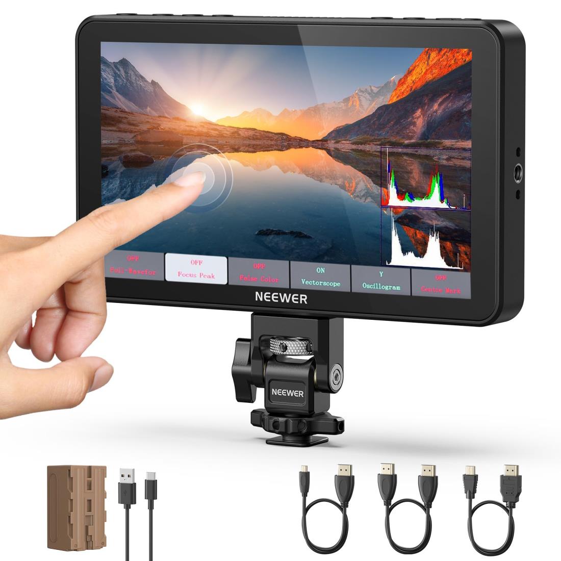 NEEWER F700 7\" カメラフィールドモニター 3D LUT付き添い人2000nit 固定ディスク 1920x1080 IPSタッチスクリーン 4K HDMI繰り返しはたご屋/アウト まっ盛り興味の中心DSLR映像媒体助けることHDR砂紋 コールドシューマウント 5200mAh 蓄電池\u0026有線テレビ"