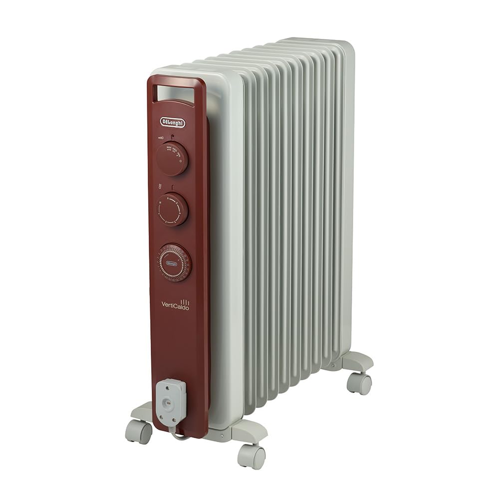 De'Longhi (デロンギ) オイルヒーター ヴェルティカルド RHJ21F1015-BR 電気ヒーター ゼロ風暖房 静音 乾燥しにくい 表面温度約80℃ 燃料補充不要 安全プラグ [10-13畳] [ホワイト&times;ブラウン]｜フォーチュネスマート