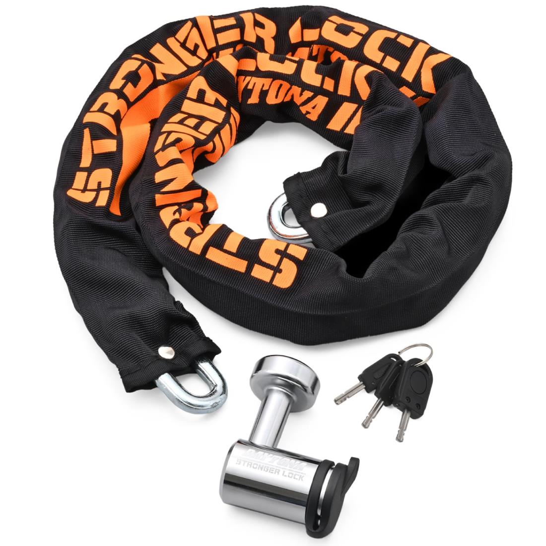デイトナ(Daytona) バイク用 チェーンロック φ8mmスチール合金製 ディスクロック対応 LEDライト付き鍵 ストロンガーチェーンロック 1.0m 48409