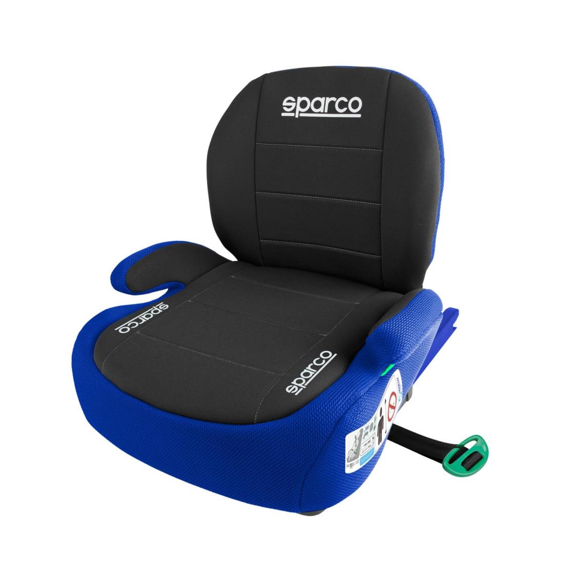 SPARCO スパルコ ジュニアシート BackGuardModel ブラックブルー 折りたたみ式 ブースタークッション キッズ ブランド 子供用カーシート 新安全基準 R129適合 ISOFIX対応 簡単取付 プレゼントやギフトにも最適 ブルー 125cm～150cm｜フォーチュネスマート