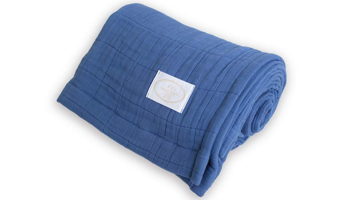 コットンフィーユ(cotton feuille)【9重織ガーゼ毛布】(シングル/スモークブルー)
