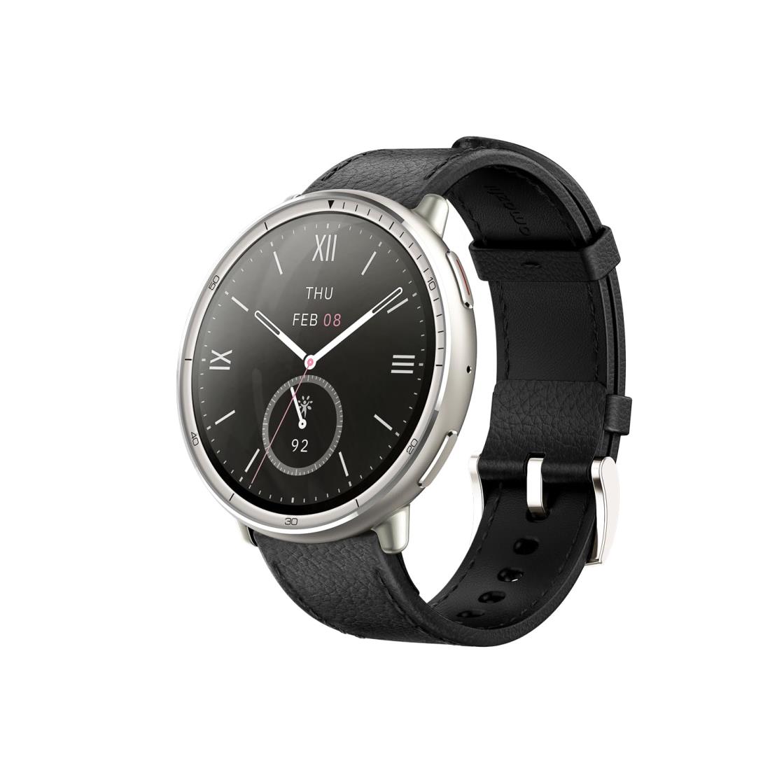 Amazfit Active 2 44mm スマートウォッチ 2000nit高輝度 サファイアガラス GPS内蔵 オフラインマップ AIによる音声操作と睡眠/運動管理 心拍 睡眠 健康管理 160+スポーツモード ナビゲーション ルートインポート 10日間バッテリー持続 丸型(ブラックレザー（プレミアムバージ｜フォーチュネスマート
