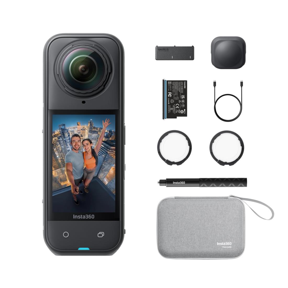 【高梨沙羅さん愛用】Insta360 X5 エッセンシャルキット ｜8K対応・防水・360度全景アクションカメラ｜夜景に強く“見えない自撮り棒”対応・手ブレ補正・交換レンズ＆長時間バッテリー搭載！