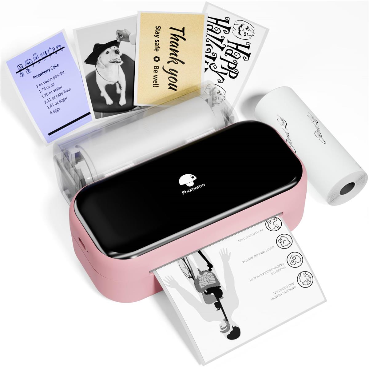 Phomemo M03 スマホ対応 プリンター サーマルプリンター 53mm・80mm用紙対応 モバイルぷりんたー ポータブル型 フォトプリンタ 感熱 携帯ぷりんたー コンパクト iPhone用 Bluetooth接続 写真/メモ/手帳/領収書/ラベル/付箋/ワード/ウェブ用 在宅勤務 自宅学習 クリスマス プ