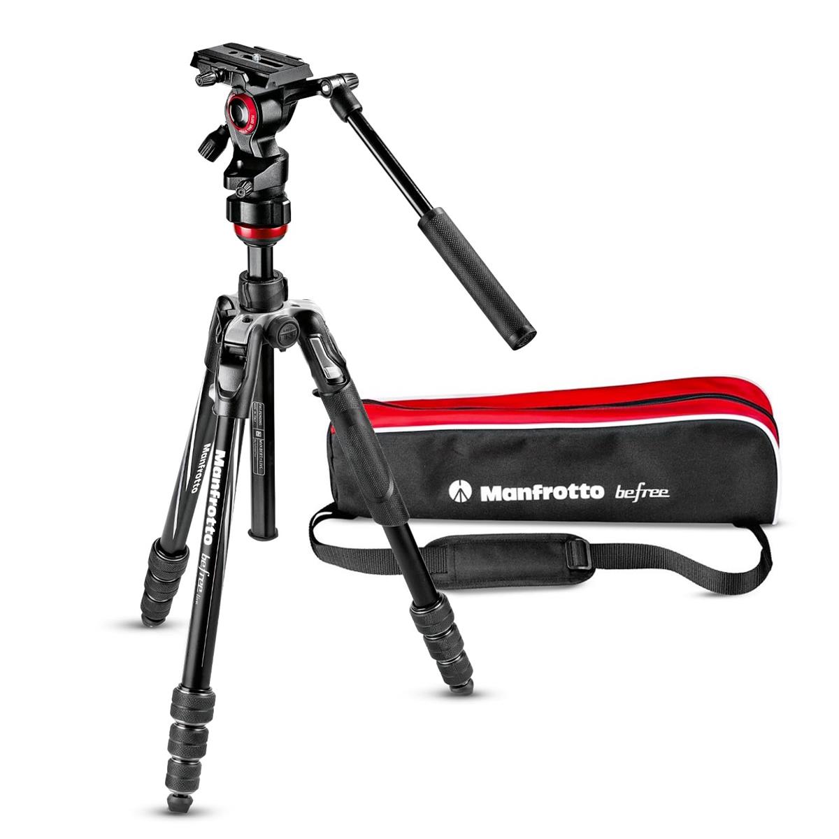 マンフロット(Manfrotto) ビデオ三脚 Befreeアドバンス アルミ 4段 フルードビデオ雲台 ツイストロック式T三脚キット ブラック ミラーレス一眼 運動会 旅行 ブイログ MVKBFRT-LIVE