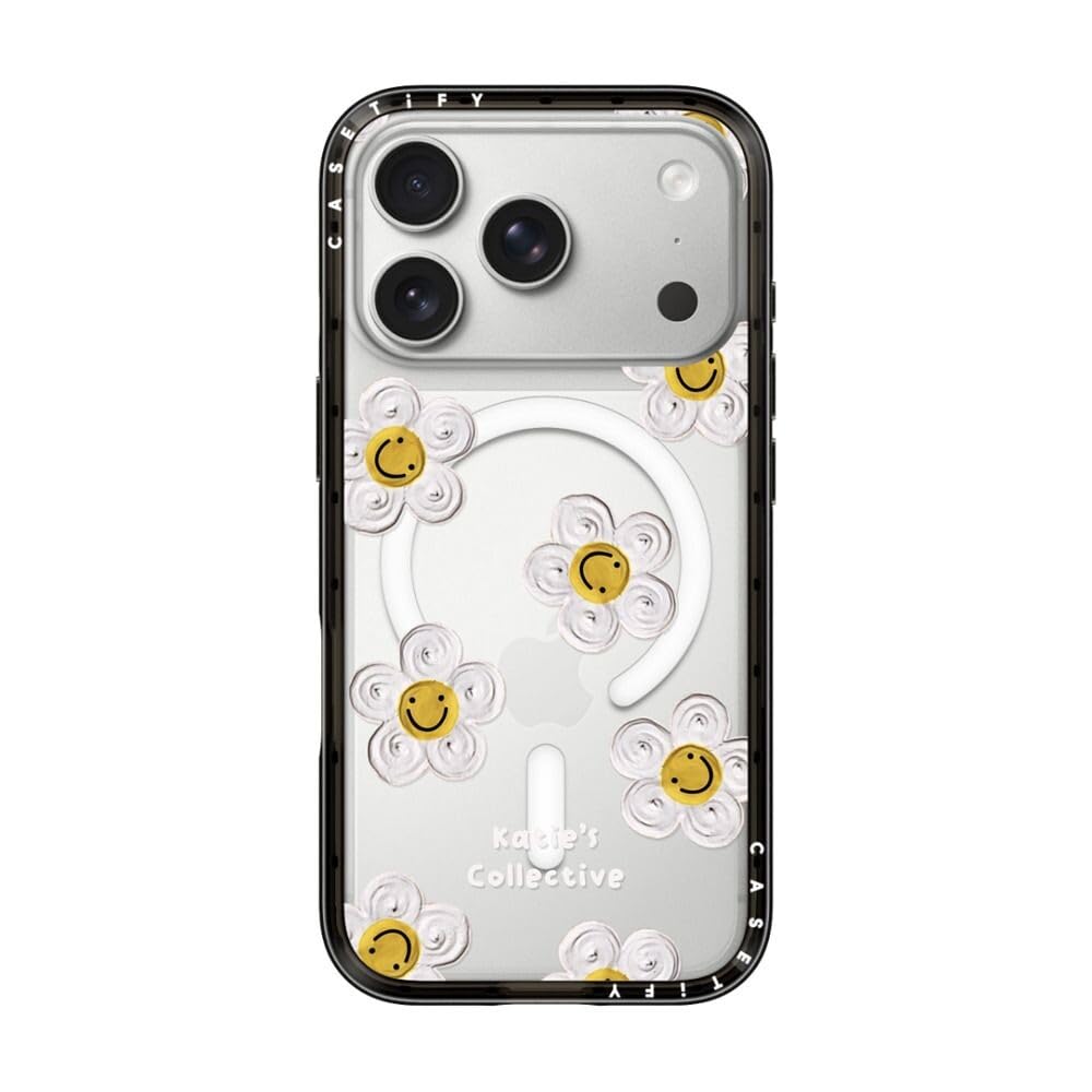 CASETiFY パウダーコンパクト iPhone 17 Pro 入れもの [MagSafe相応う/薄型 軽さ/耐衝撃] - Daisy by Katie-s Collective - せつ然たる 黒いこと