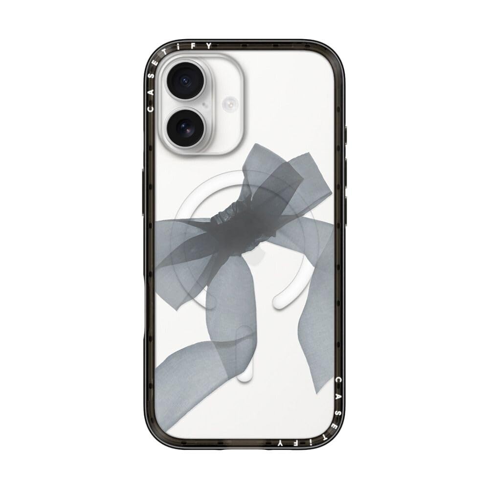 CASETiFY パウダーコンパクト iPhone 17 入れもの [MagSafe相応う/薄型 軽さ/耐衝撃] - Black Organza Ribbon - せつ然たる 黒いこと