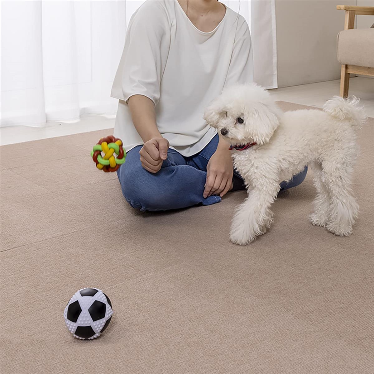 【日本製 撥水 消臭 洗える】サンコー ずれない タイルカーペット 30&times;30cm ベージュ 100枚 カーペットタイプ おくだけ吸着 タイルマット ジョイントマット KN-48｜フォーチュネスマート