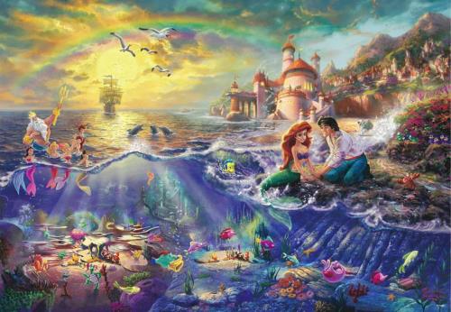 テンヨー(Tenyo) 日本製 1000ピース ジグソーパズル ディズニー トーマス・キンケード リトル・マーメイド THE LITTLE MERMAID (51x73.5cm) D-1000-489 キャンバス調 スペシャルアートコレクション のり付き ヘラ付き サービスカード付き画像