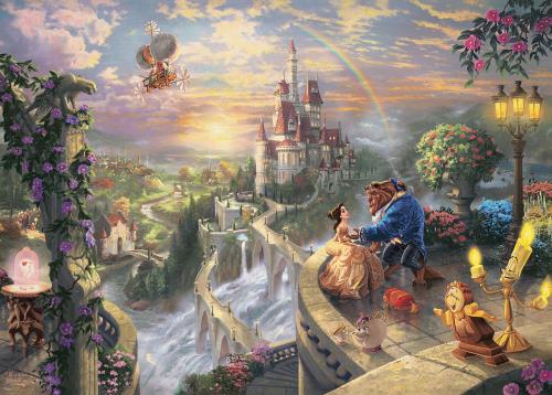 テンヨー(Tenyo) 日本製 2000ピース ジグソーパズル ディズニー トーマス・キンケード 美女と野獣 Beauty and the Beast Falling in Love (73x102cm) D-2000-624 キャンバス調 スペシャルアートコレクション のり付き ヘラ付き サービスカード付き画像