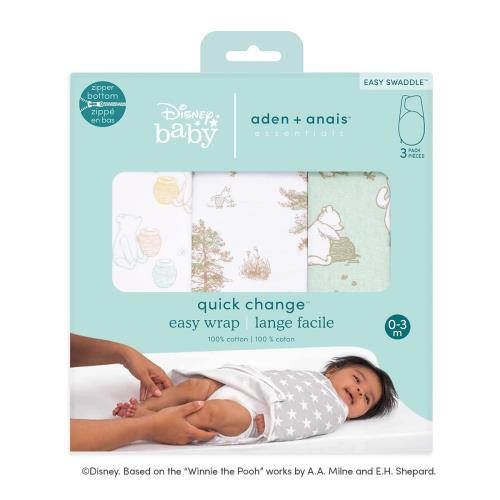 aden + anais essentials(エイデンアンドアネイエッセンシャルズ) 日本正規品 おくるみ 3枚 セット 国際股関節異形成協会認証 ラップ スワドル 新生児 夜泣き対策 ガーゼ 赤ちゃん 出産祝い ベビー ギフト モロー反射 Winnie The Pooh hundred acre woods aden + anais essen画像