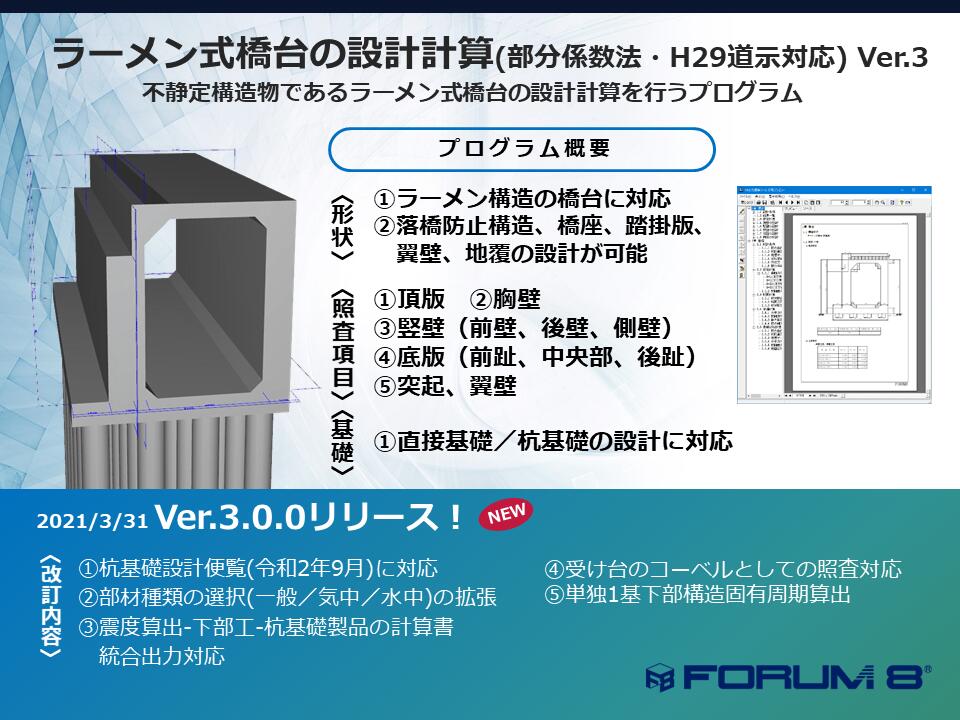 リアル <br>ラーメン式橋台の設計計算 Ver.8 kriket.pt