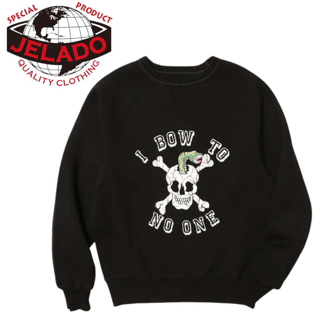 JELADO ジェラード 調教師 Skull Snake Sweat Shirt ブランド名調教師 メンズ アメカジ 刷り上げる調教師 ブランド名 汗水 ビンテージ風 アメカジスウェット アメカジトレーナー ヴィンテージ 風 黒調教師 ブランドスウェット スウェットトレーナー AB11212